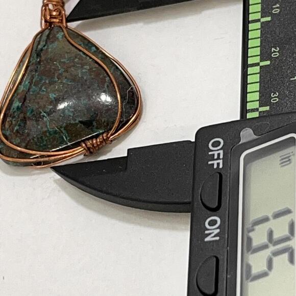Handmade Wire Wrapped Chrysocolla Stone Necklace Pendant Gemstone - Picture 2 of 3